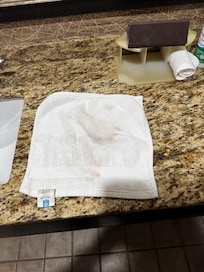 The towel that was folded up like it was clean.