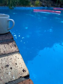Morning coffee by the pool