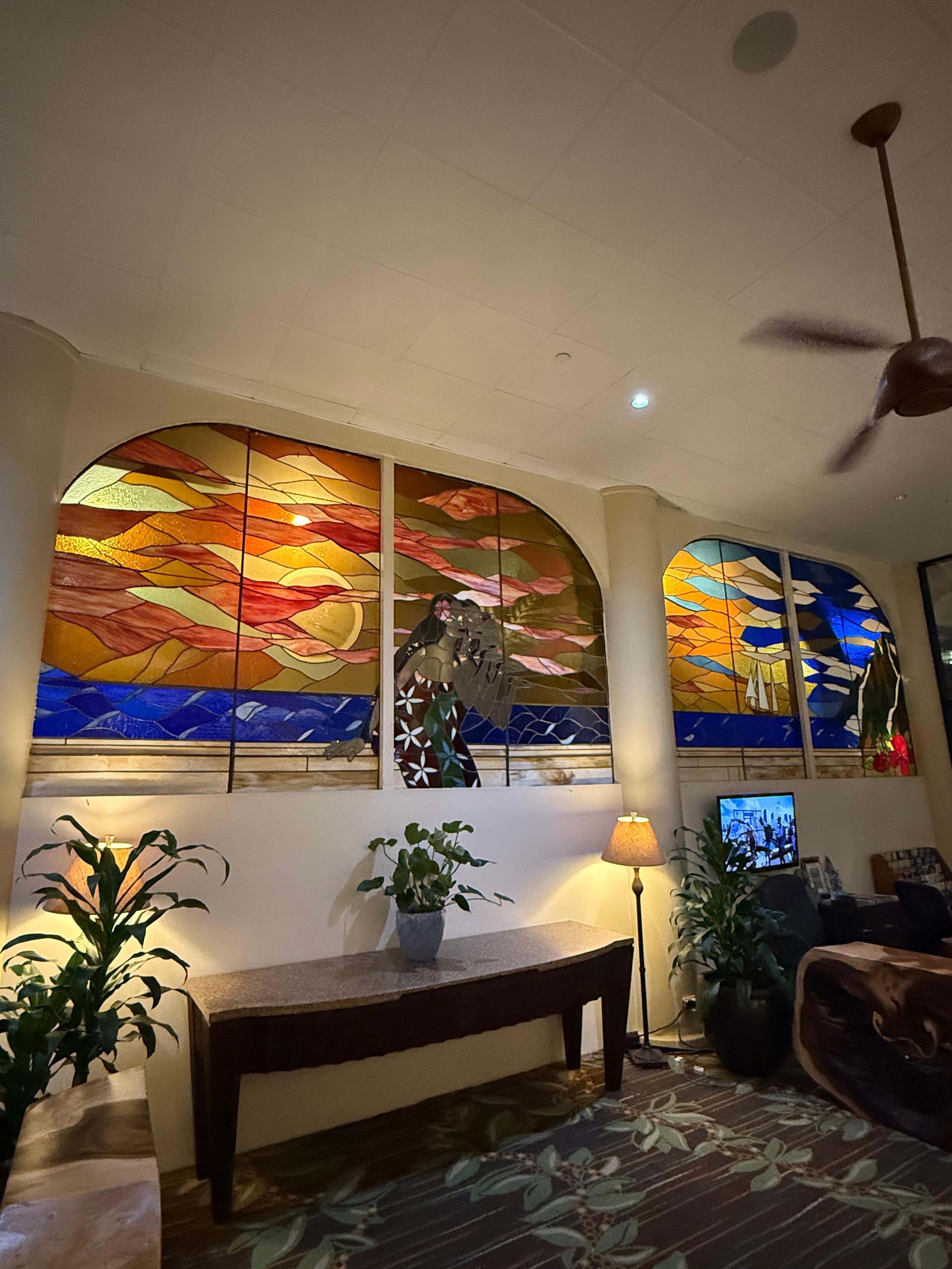 Stained glass in the lobby