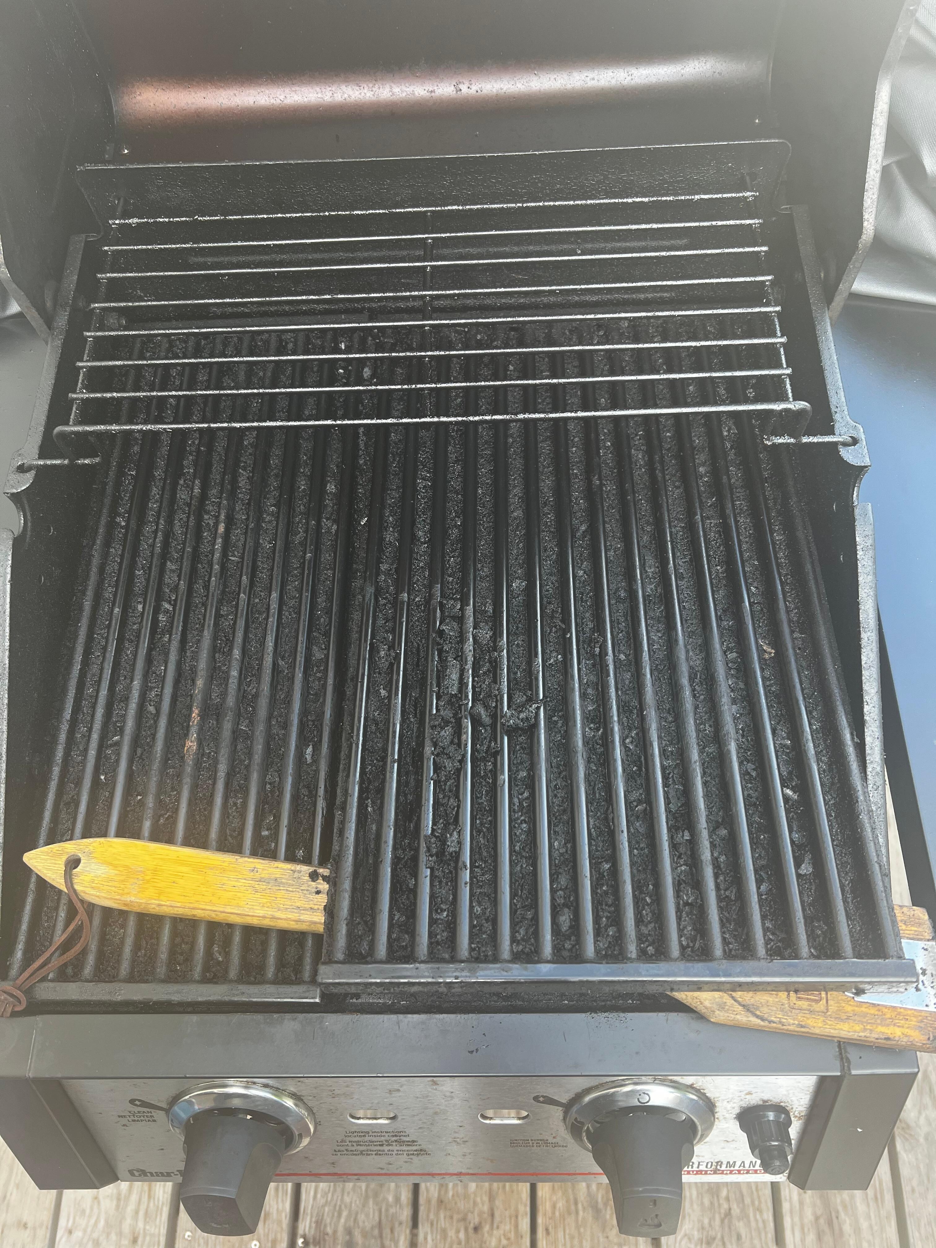 Grill grates need replacing or a thorough deep clean. And new grill brush.