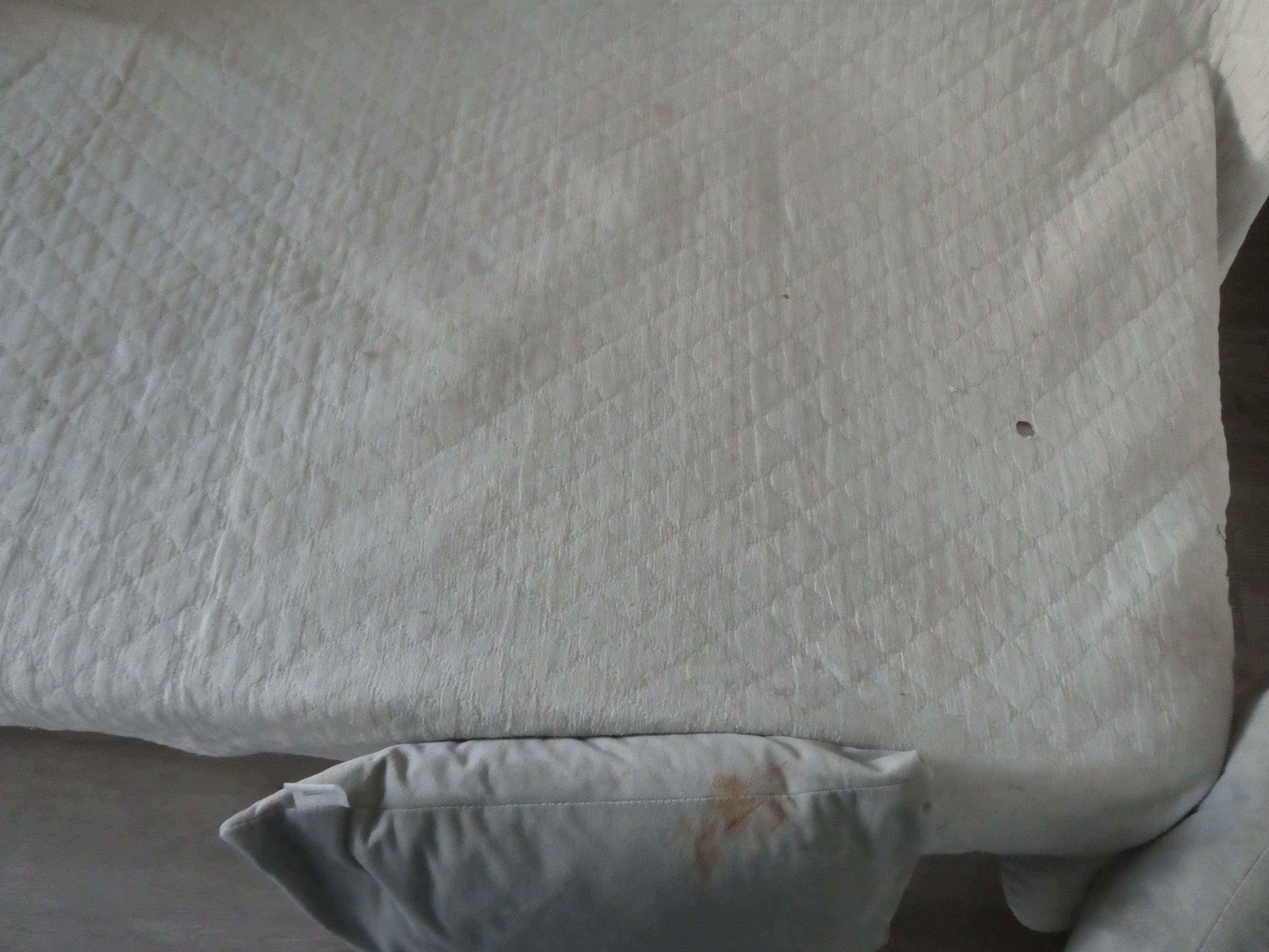 canapé taché et brûlure de cigarette