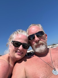 Me and hubby at the beach. A perfect 78 degrees.
