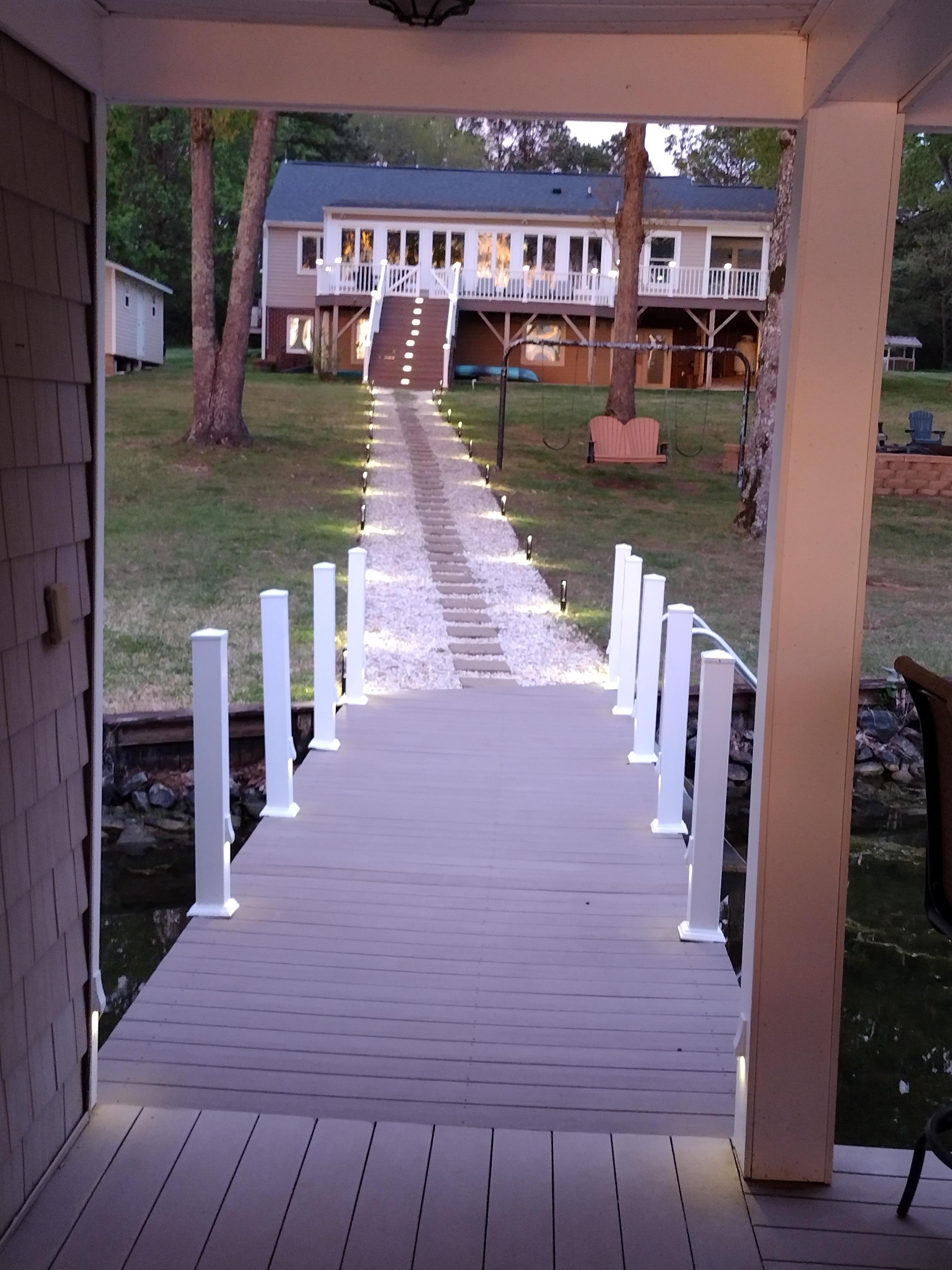 Lighted walk from boatdock to house