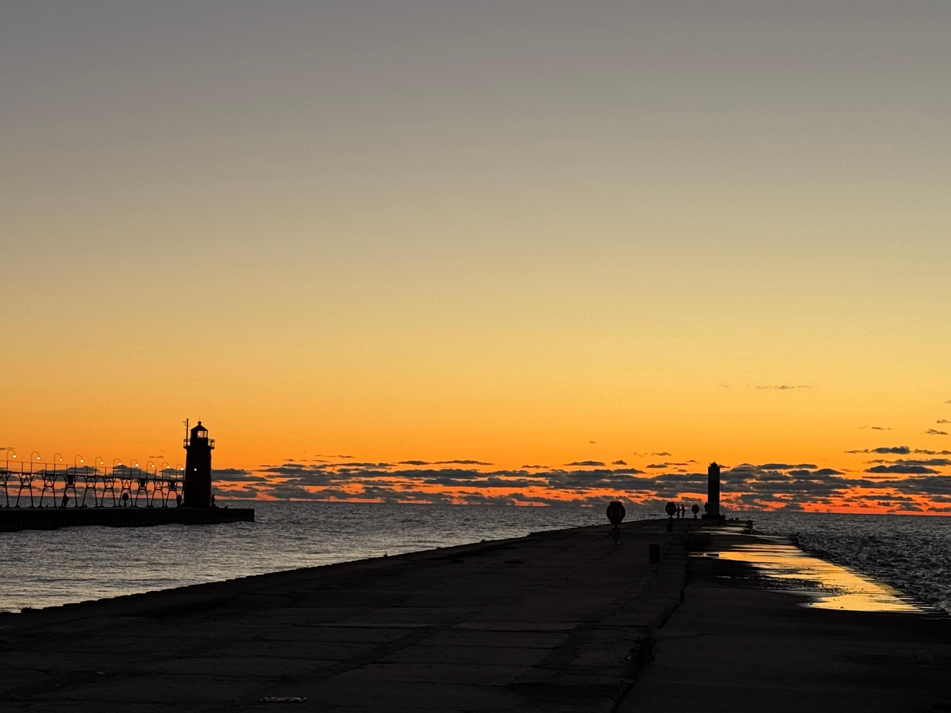 South Haven lighthouse at sunset