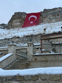 Our Hotel Cave below the Turkish Flag