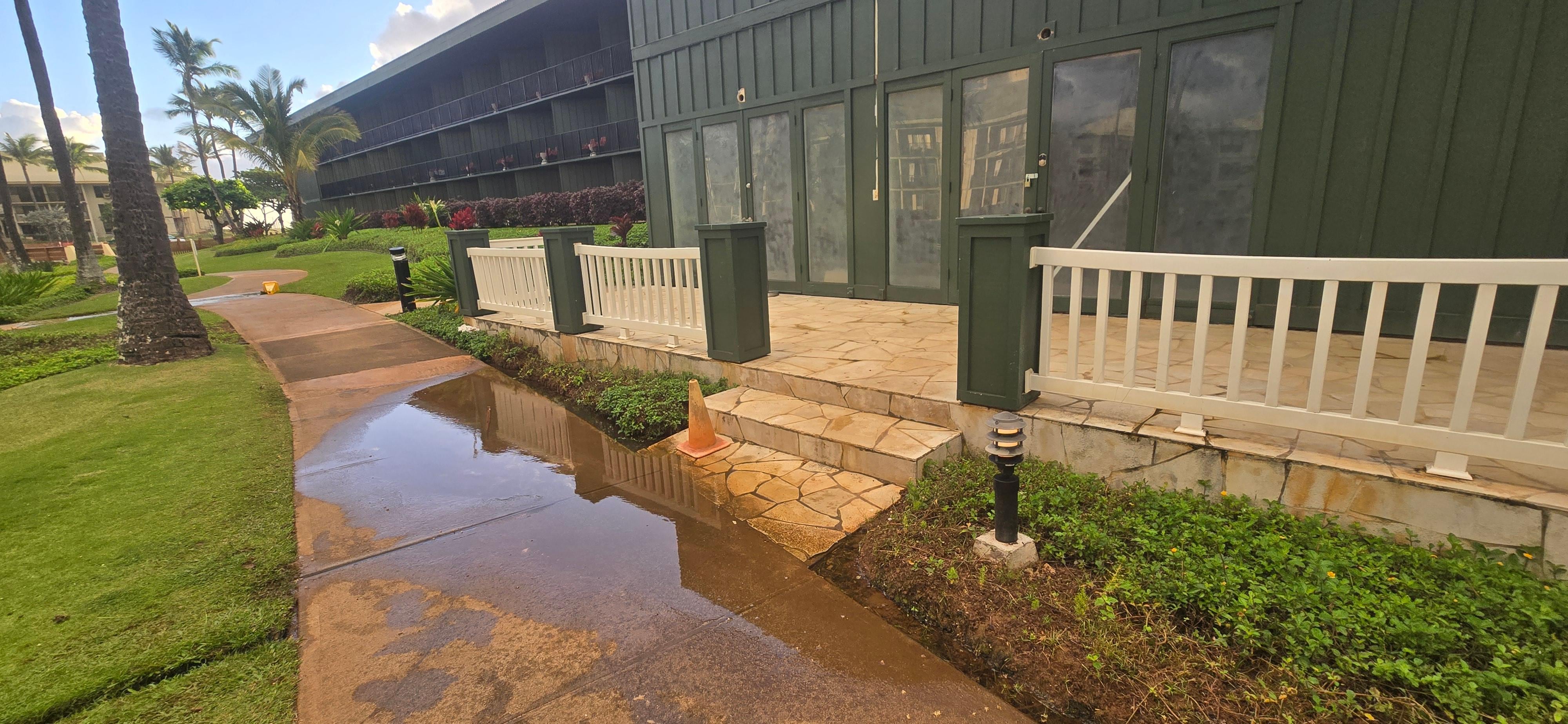 Broken sprinklers and flooding all over