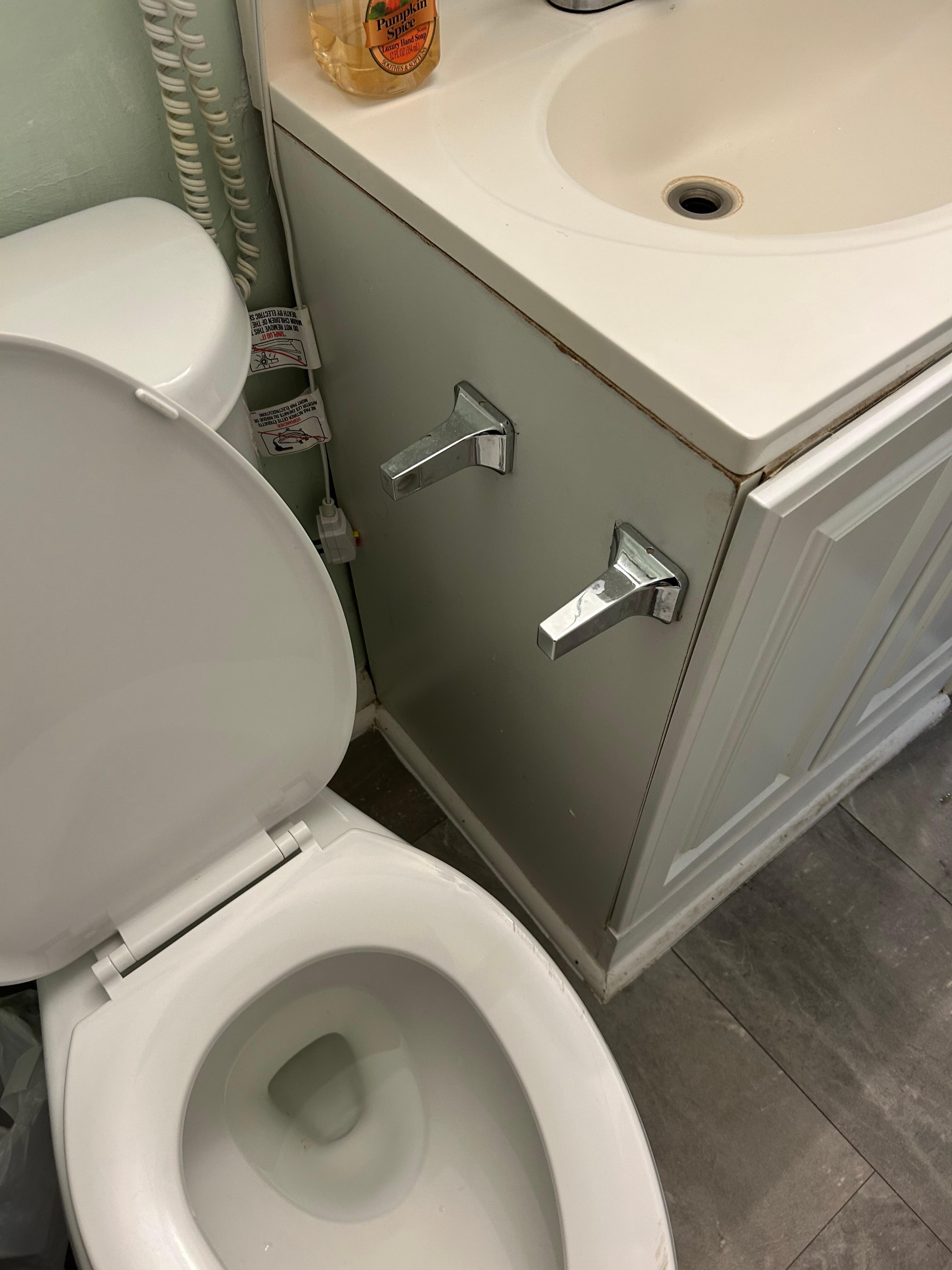 No toilet paper holder.