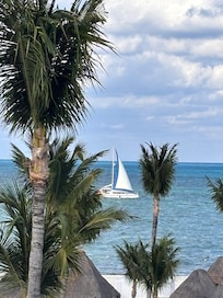 View from our two story ocean view casita with balcony and terrace with splash pool ❤️