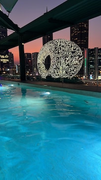 Swimming pool at sunset - open until 10pm