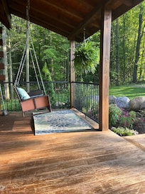 Porch swing was a big hit and showed off the lovely garden
