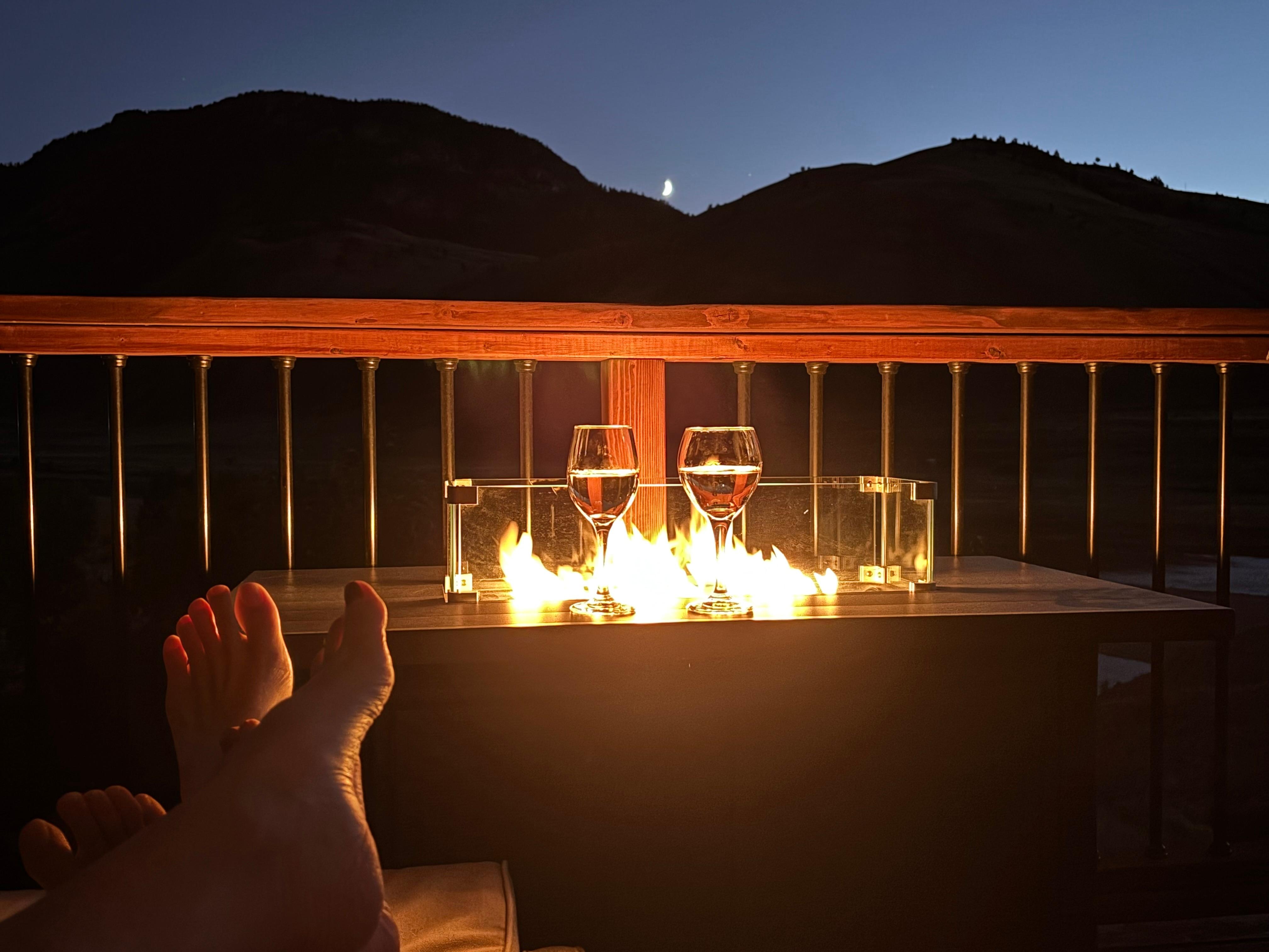 Enjoying the deck after a day in Yellowstone