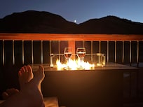 Enjoying the deck after a day in Yellowstone