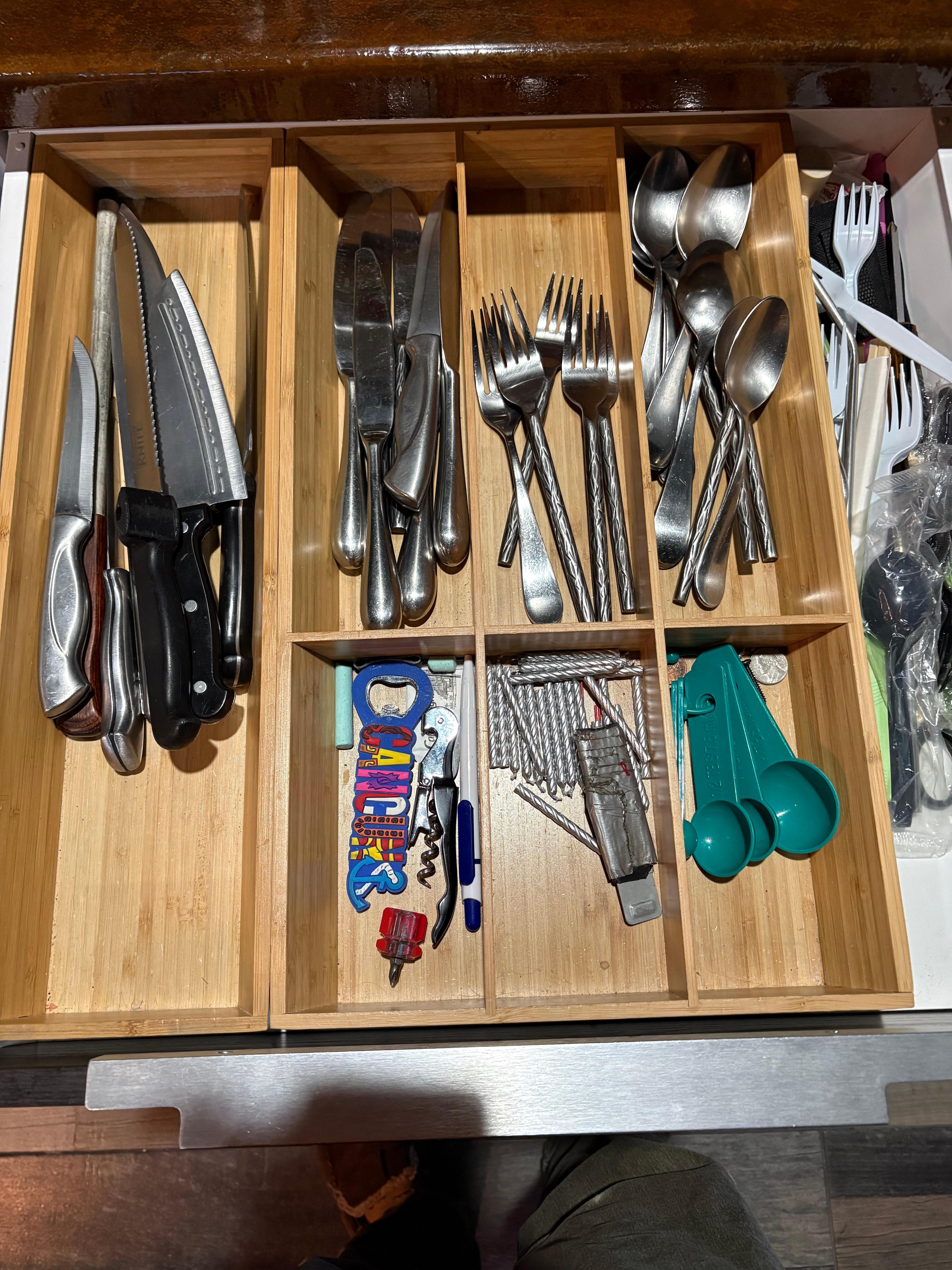 A very limited amount of silverware and dishes were available.