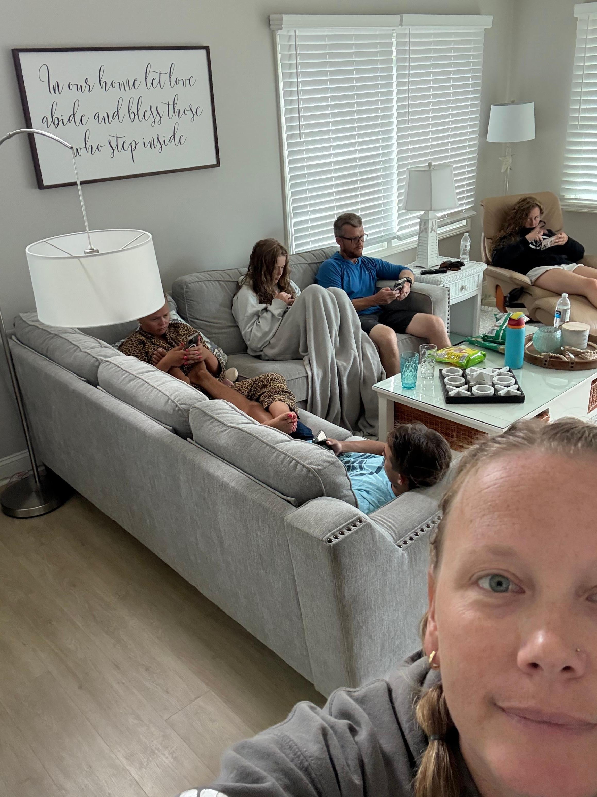 Relaxing at the house. 