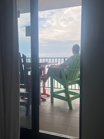 The view is great, just watched a pod of dolphins swim by.