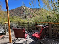 Day time view. Lots of birds at the feeders.