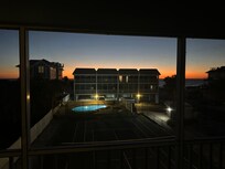Looking across at front condos at sunset
