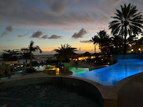 The main pools at night