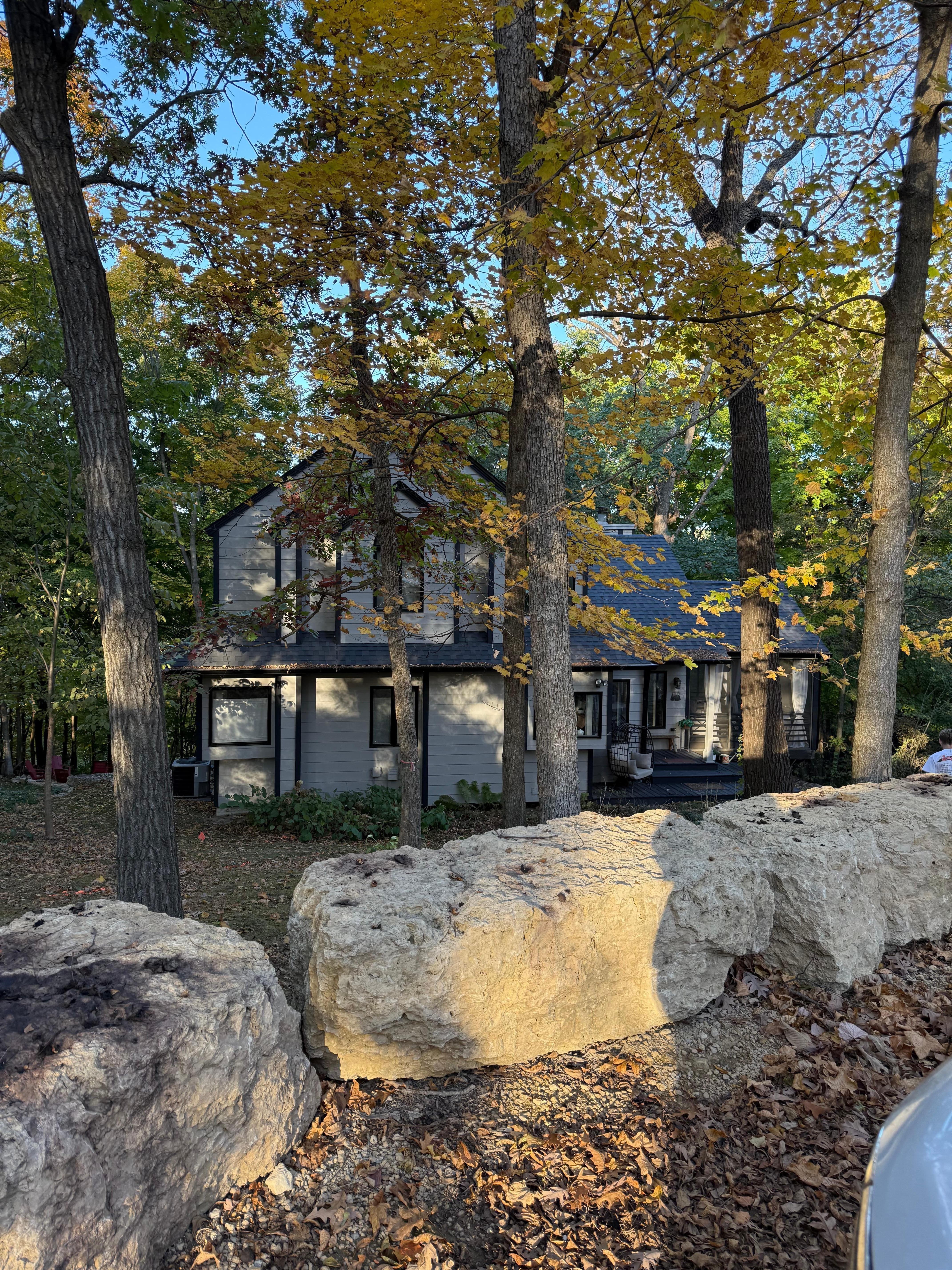 Looking at the house from the parking area