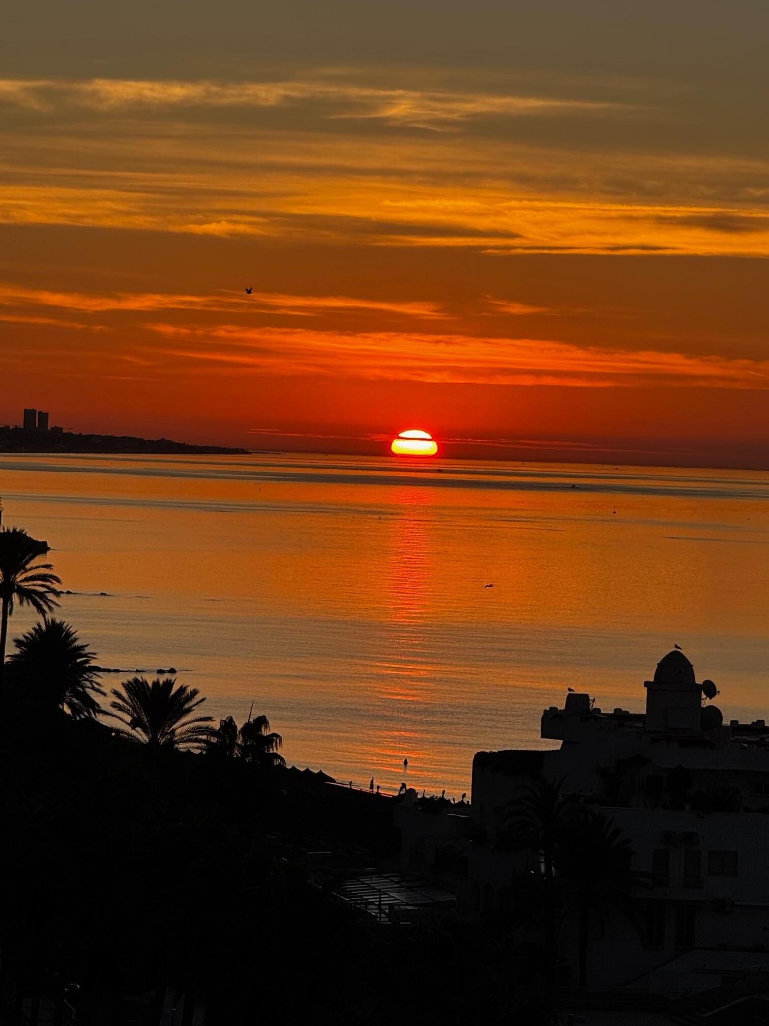 Sunrise and sunset every morning and evening