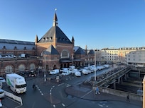 View of the train station from our balcony
