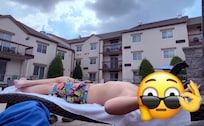 Lounge chairs at pool