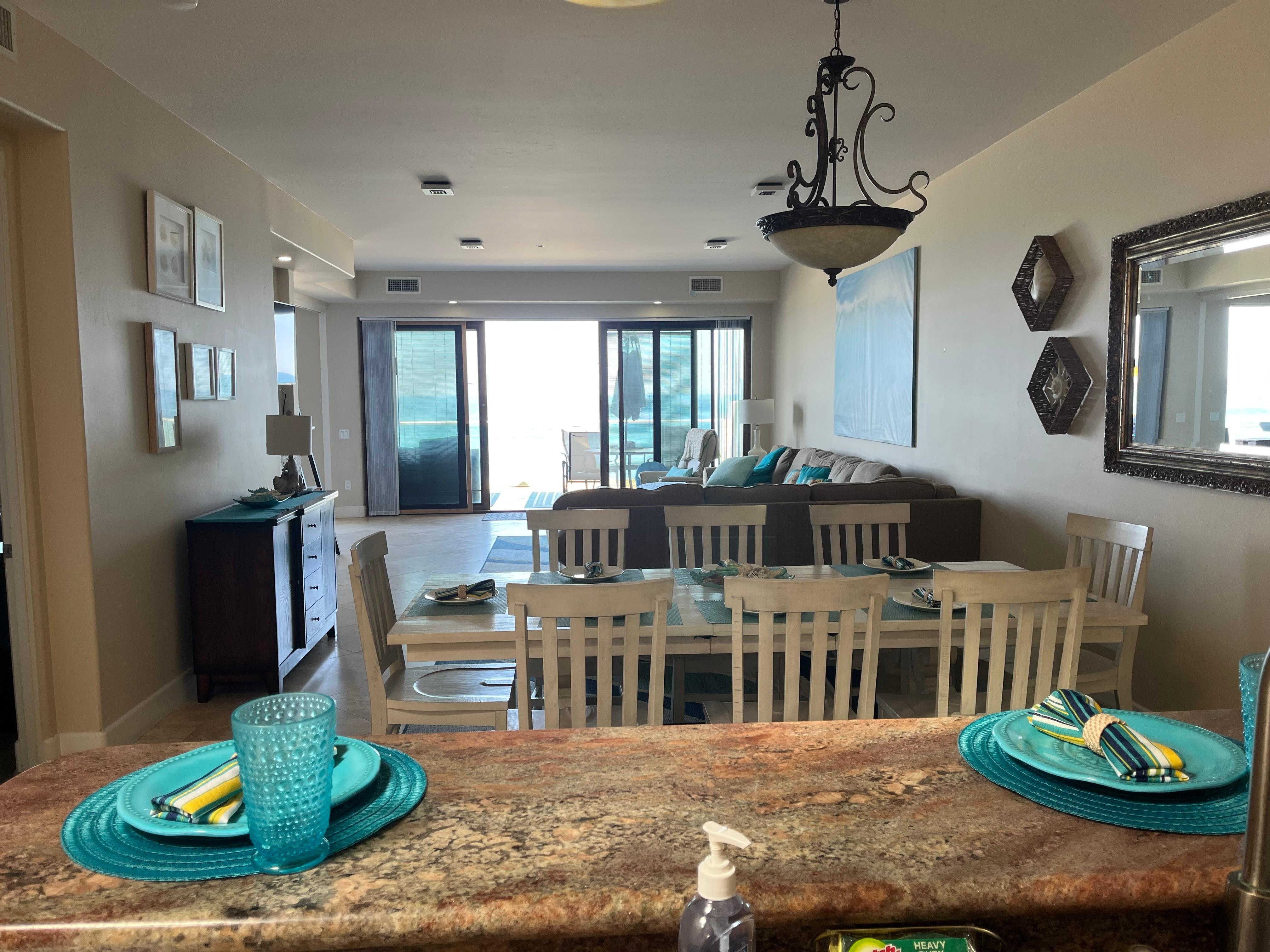 Looking out from the kitchen.