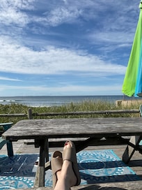 Sitting on the deck looking out at the waves