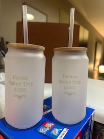 Our sister cups that my sister got us. We used each morning with our cold coffee.