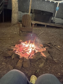 Fire pit and loved the lights out there!