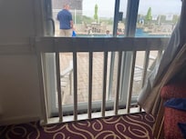 this was the barrier permanently installed in front of our glass slider that was supposed to let us access the pool deck with our "deluxe room booking"