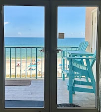 View from inside the condo overlooking the beach.