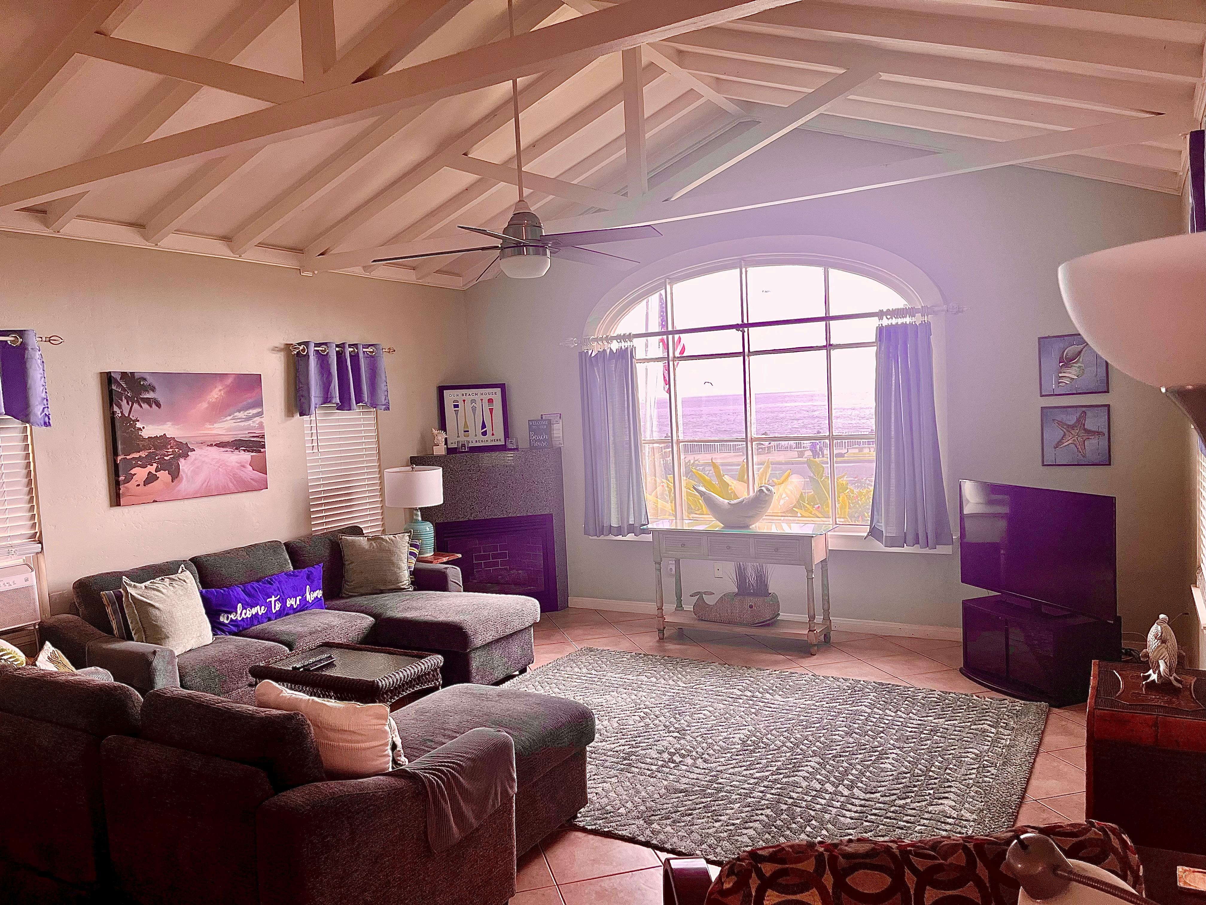 Living room with THE VIEW