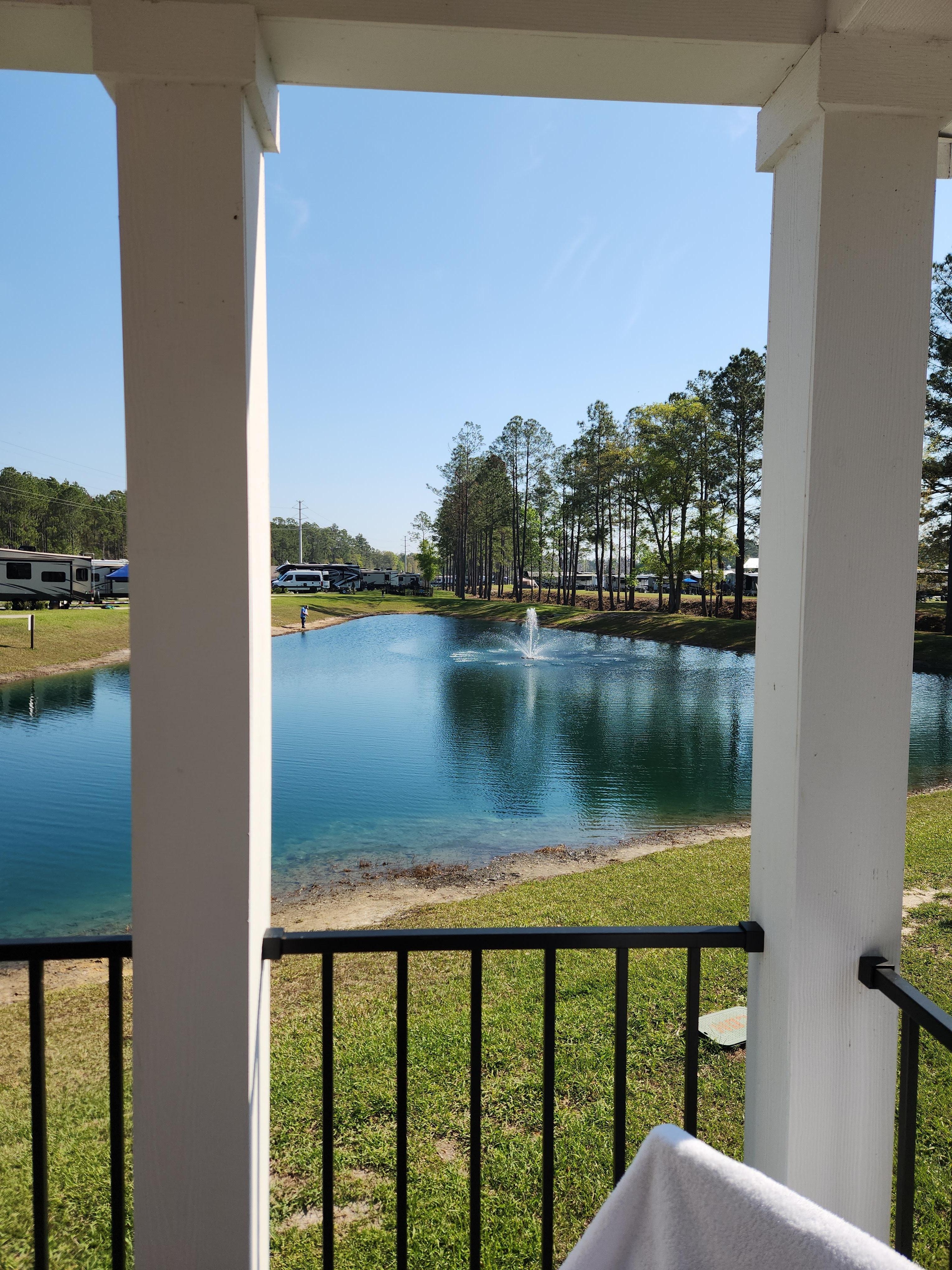 View from cabin #143 to the fishing lake