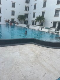 The pool area safe and clean