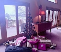 Christmas at Saratoga Lake house with wooden tree