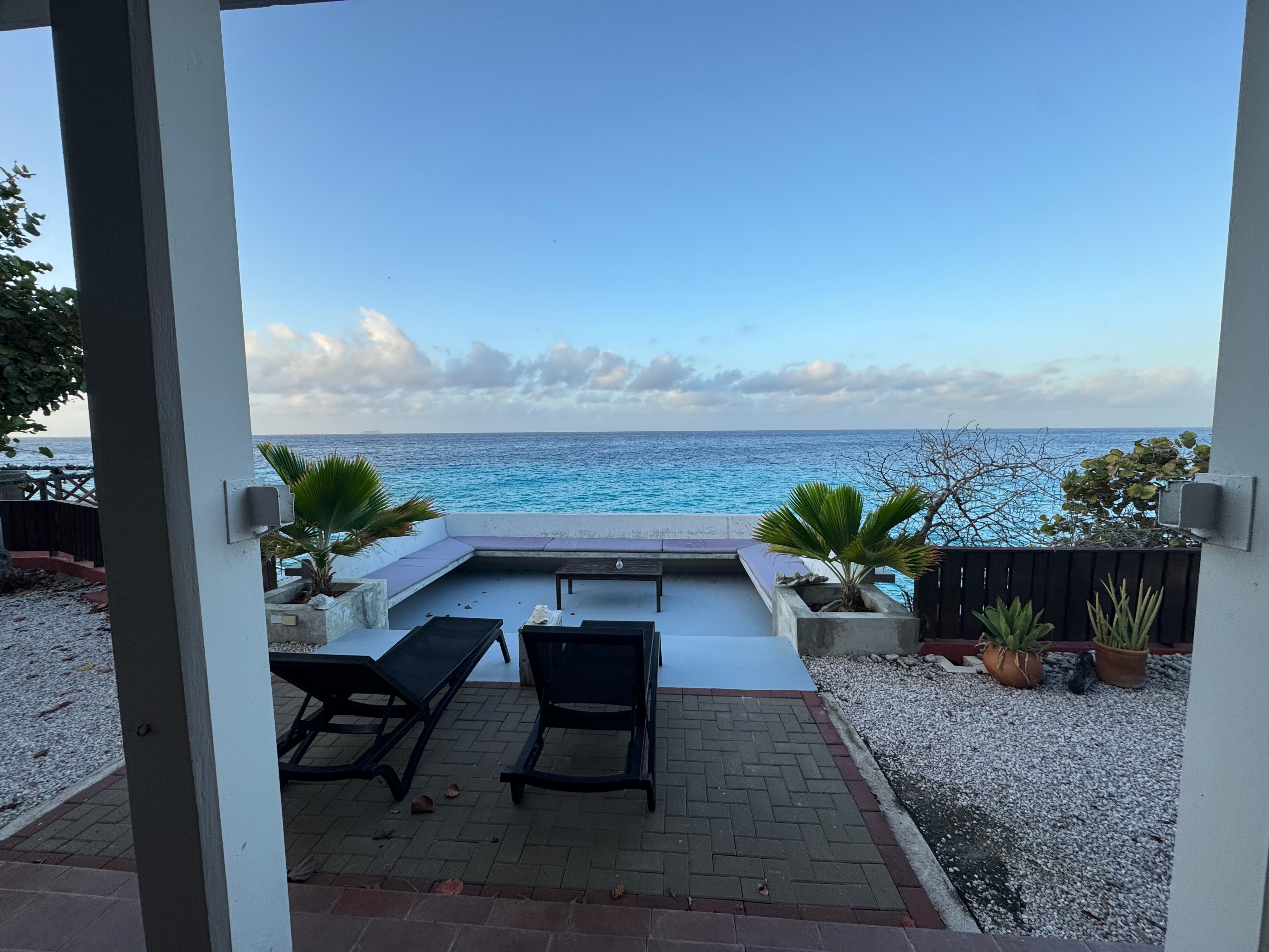 Blue water, lots of fish right outside for you to see.