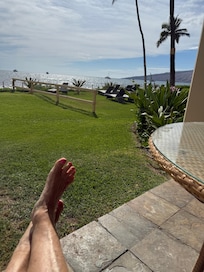 Sitting on the little patio overlooking the ocean, it doesn’t get any better than this.