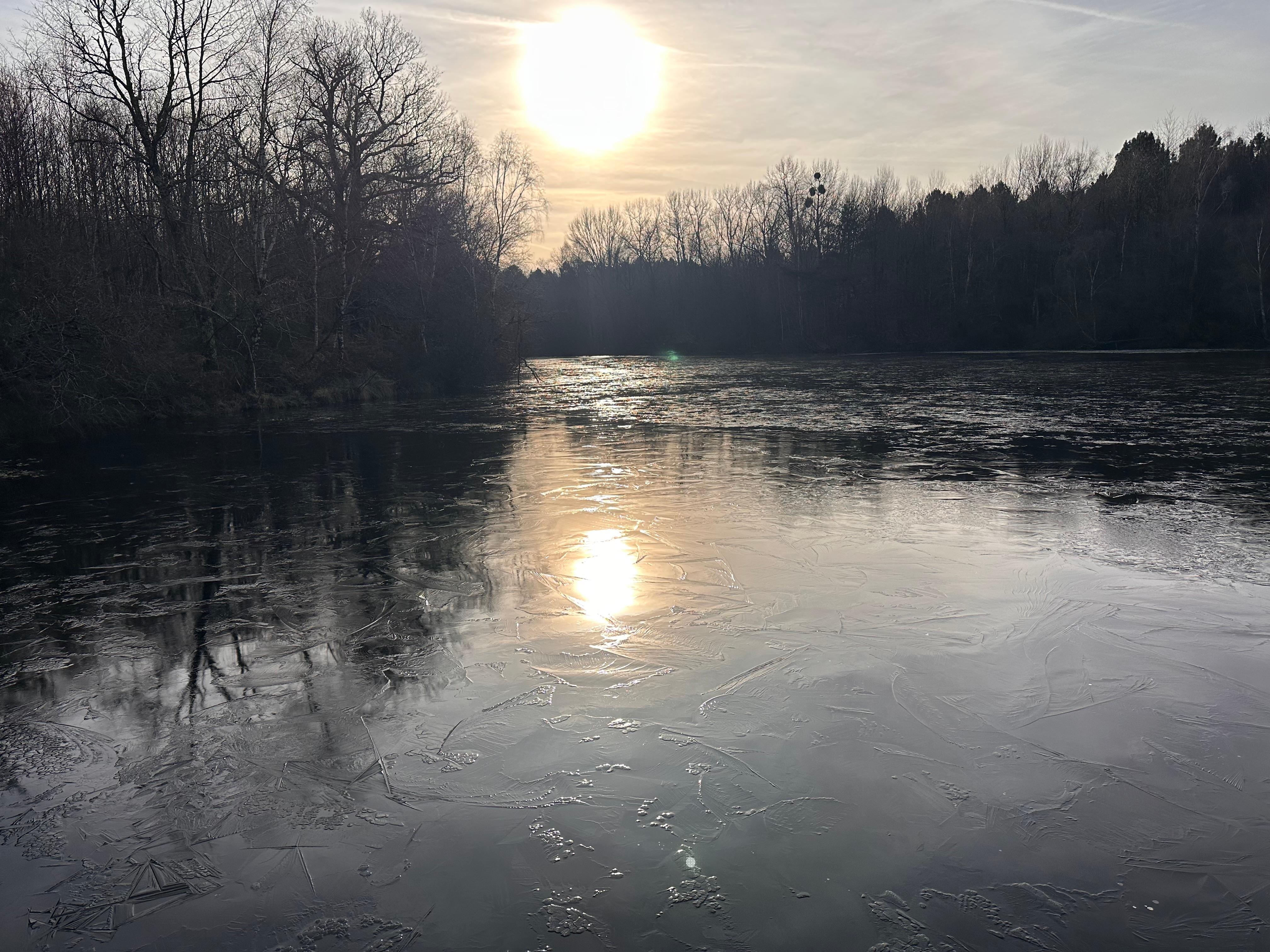 Beautiful lake all iced over in the new year chill 