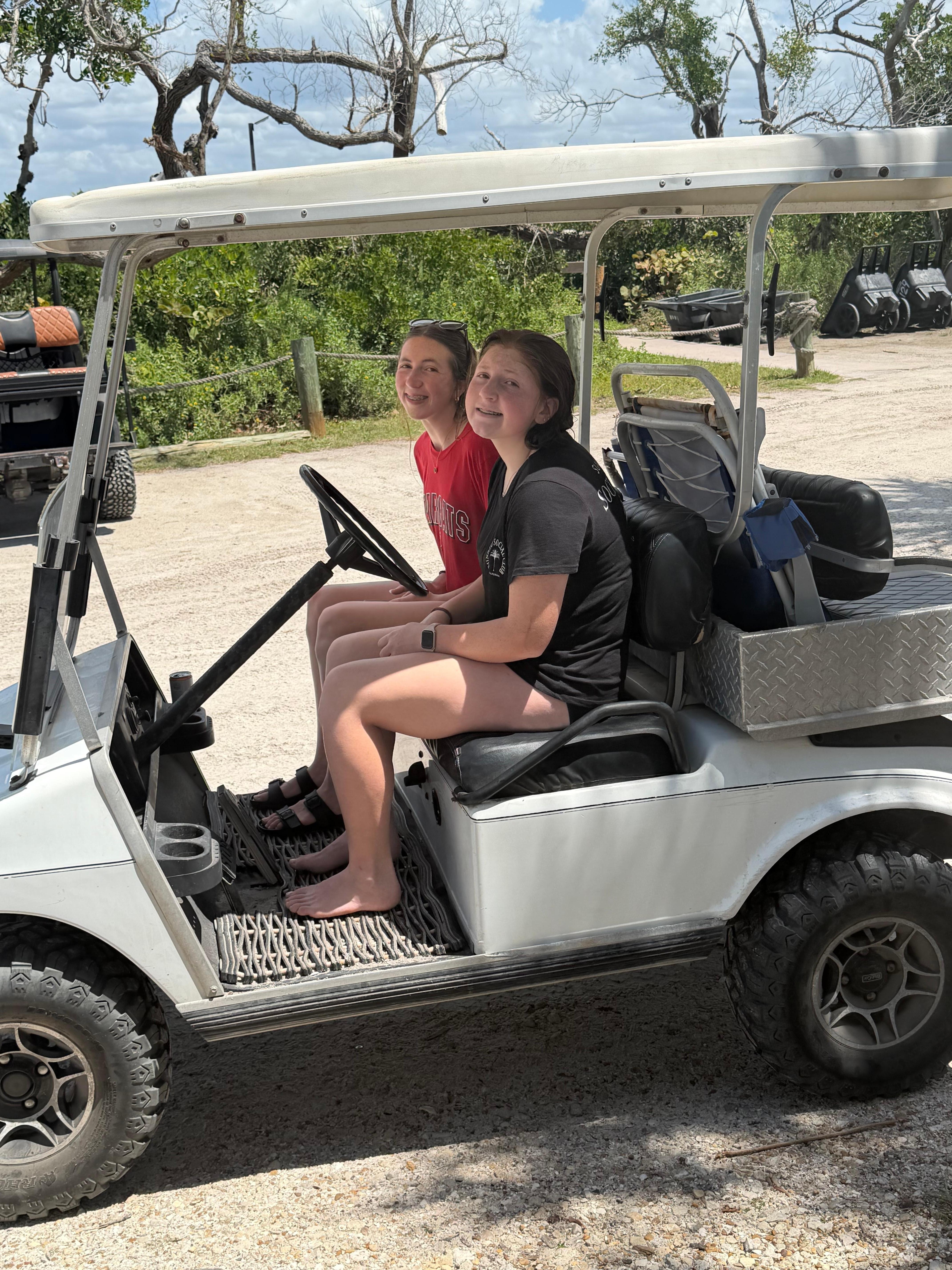 On the golf cart!! 