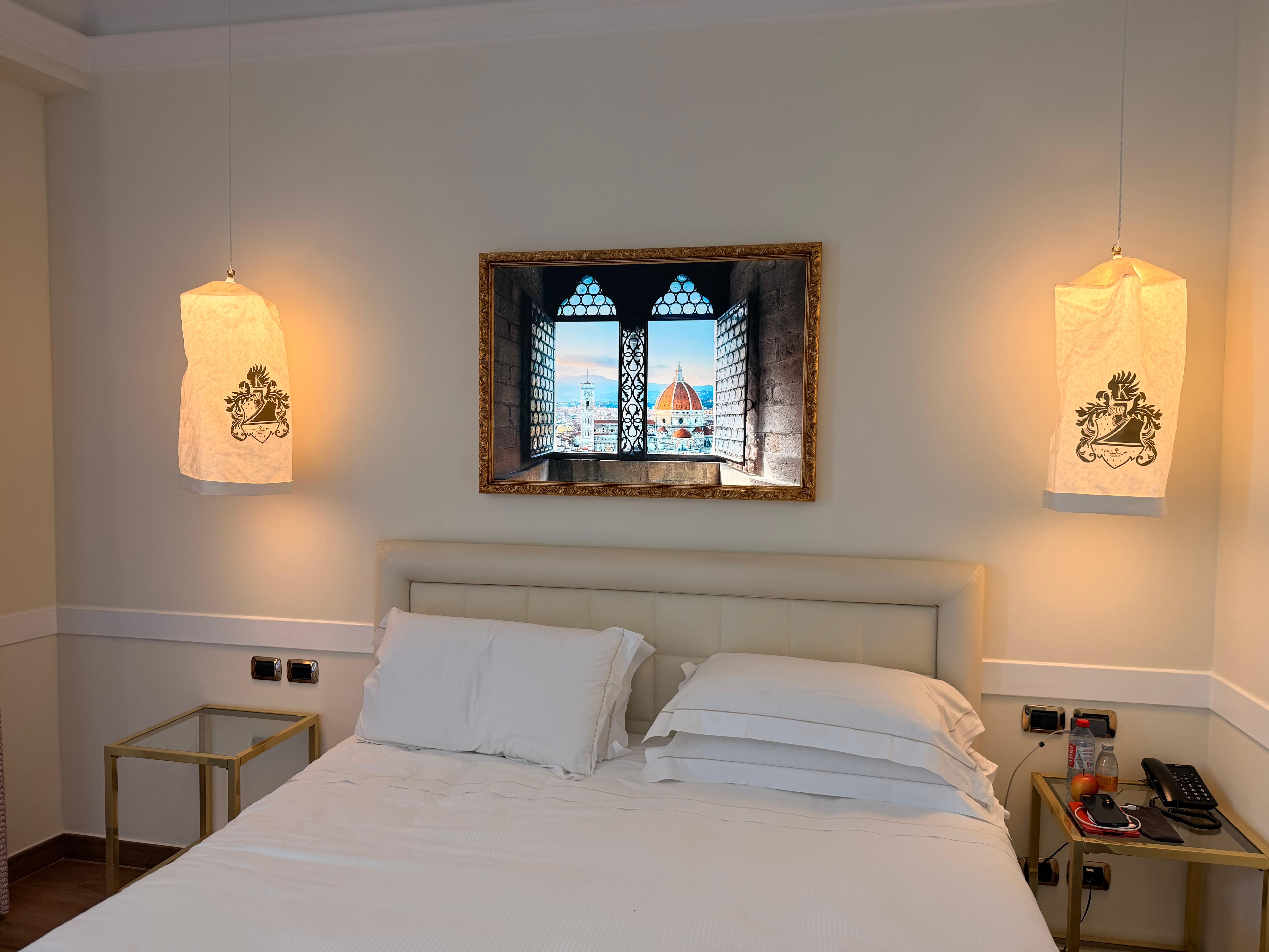 Our room (illuminated picture frame - not an actual view of the cathedral, but a  nice touch nevertheless!)