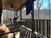 View from the deck which got wonderful sunshine and was so comfortable for morning coffee and relaxing.