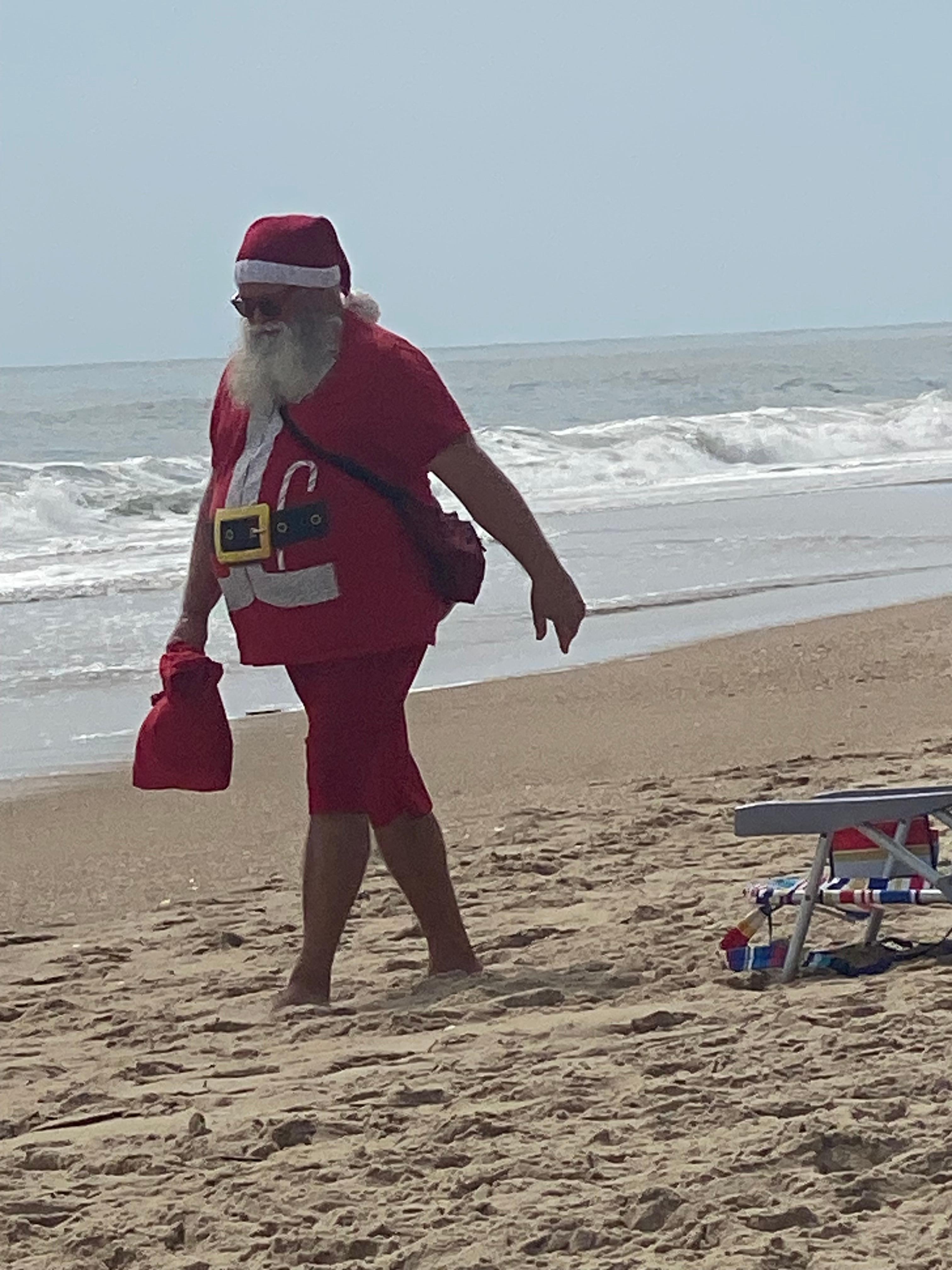 He visited the beach each day with Mrs. Clause