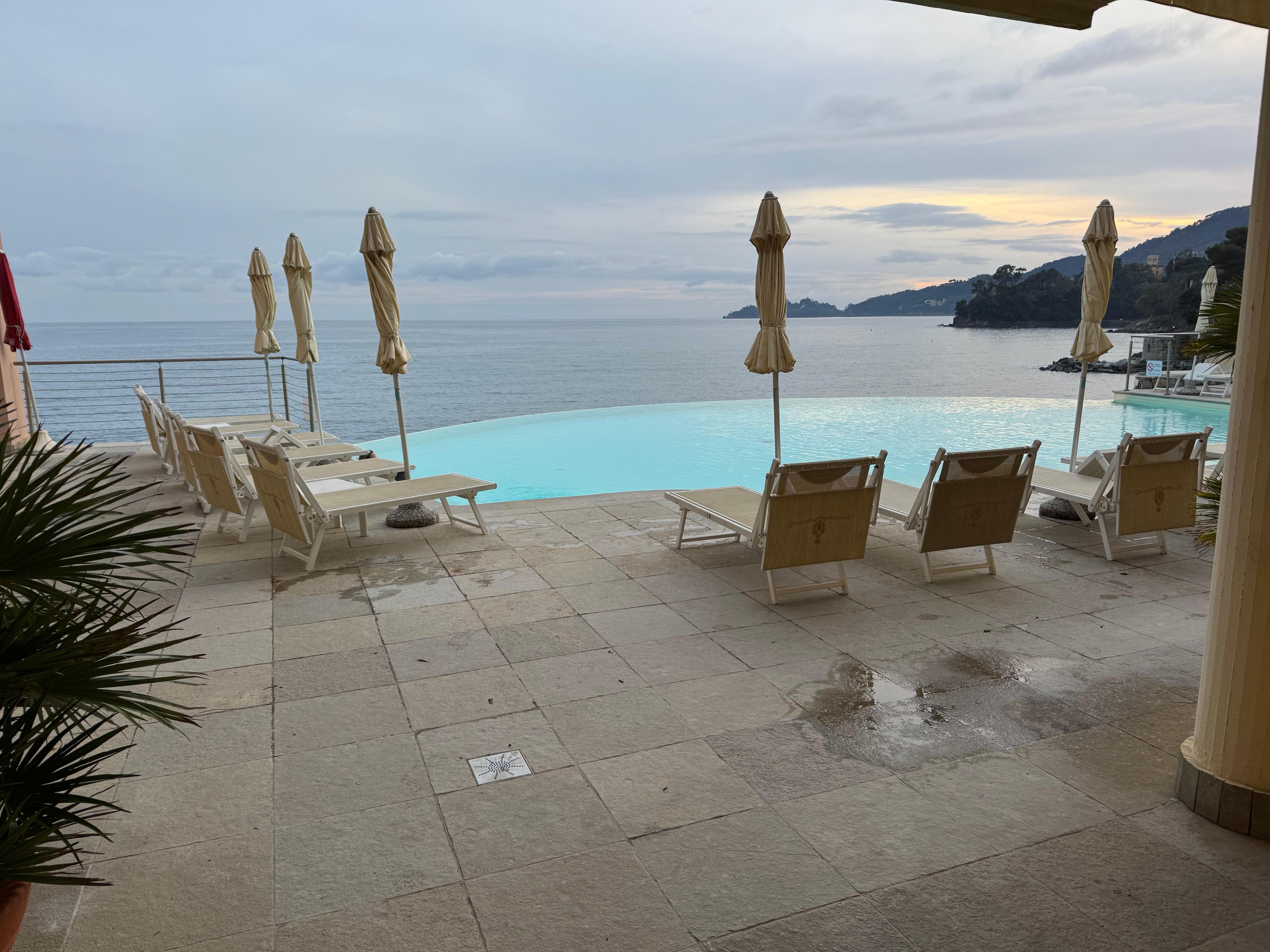 Nice pool. Not so nice weather.   