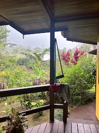 Even when it rains, the porch is perfect for bird watching.
