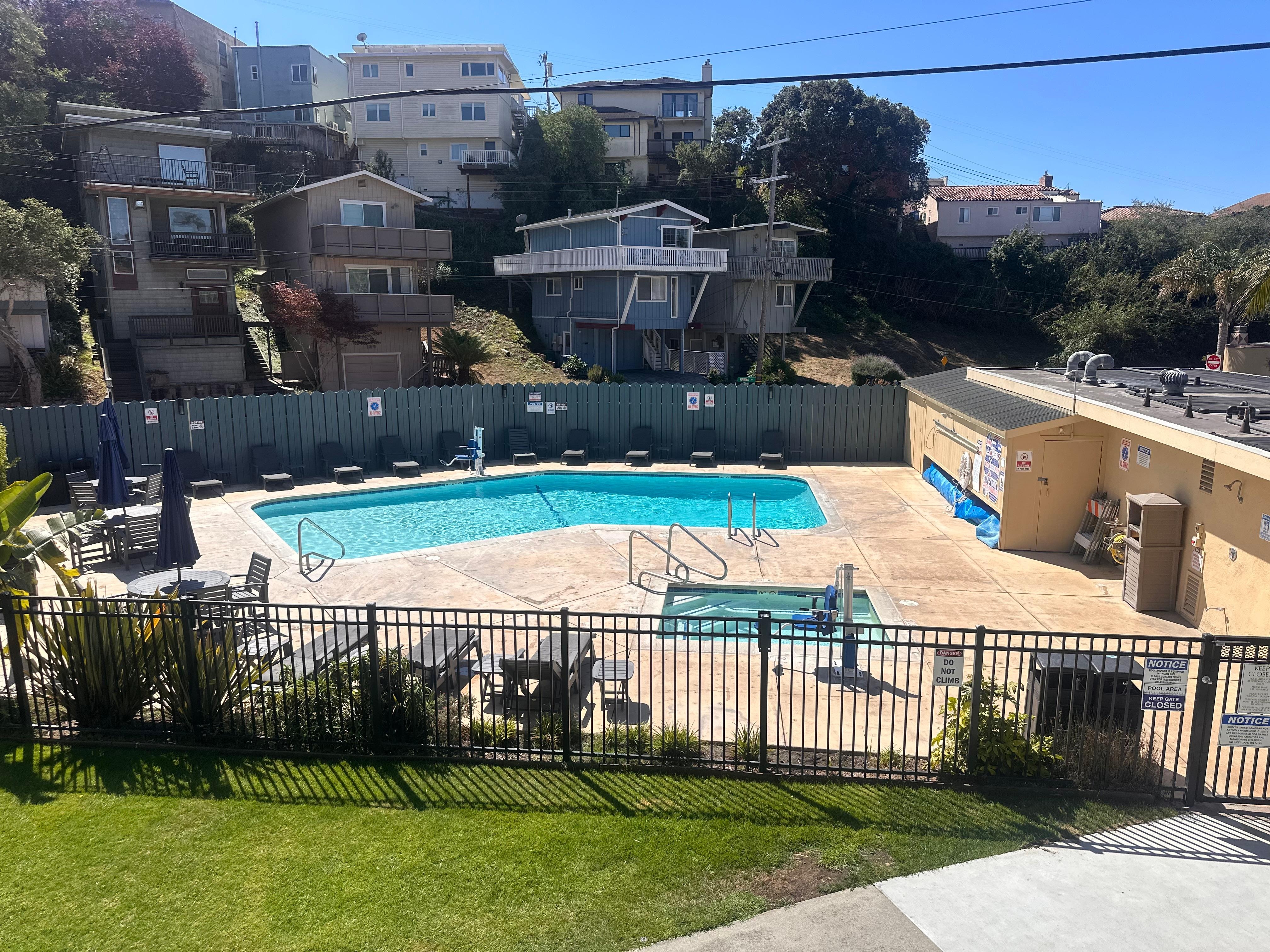 The pool and hot tub