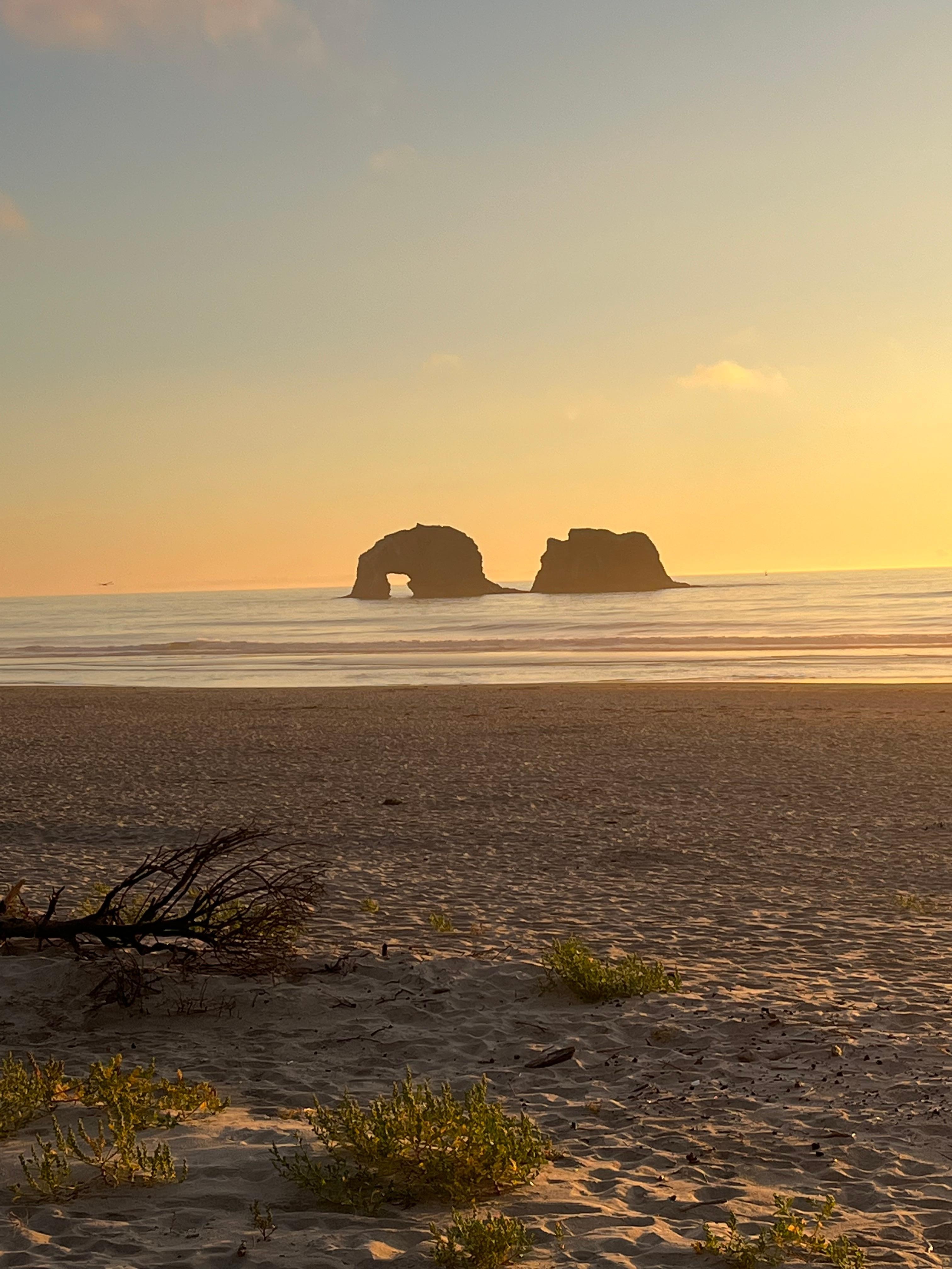 Sunset on the beach just out from the house