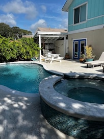 Pool area by entrance to apartment