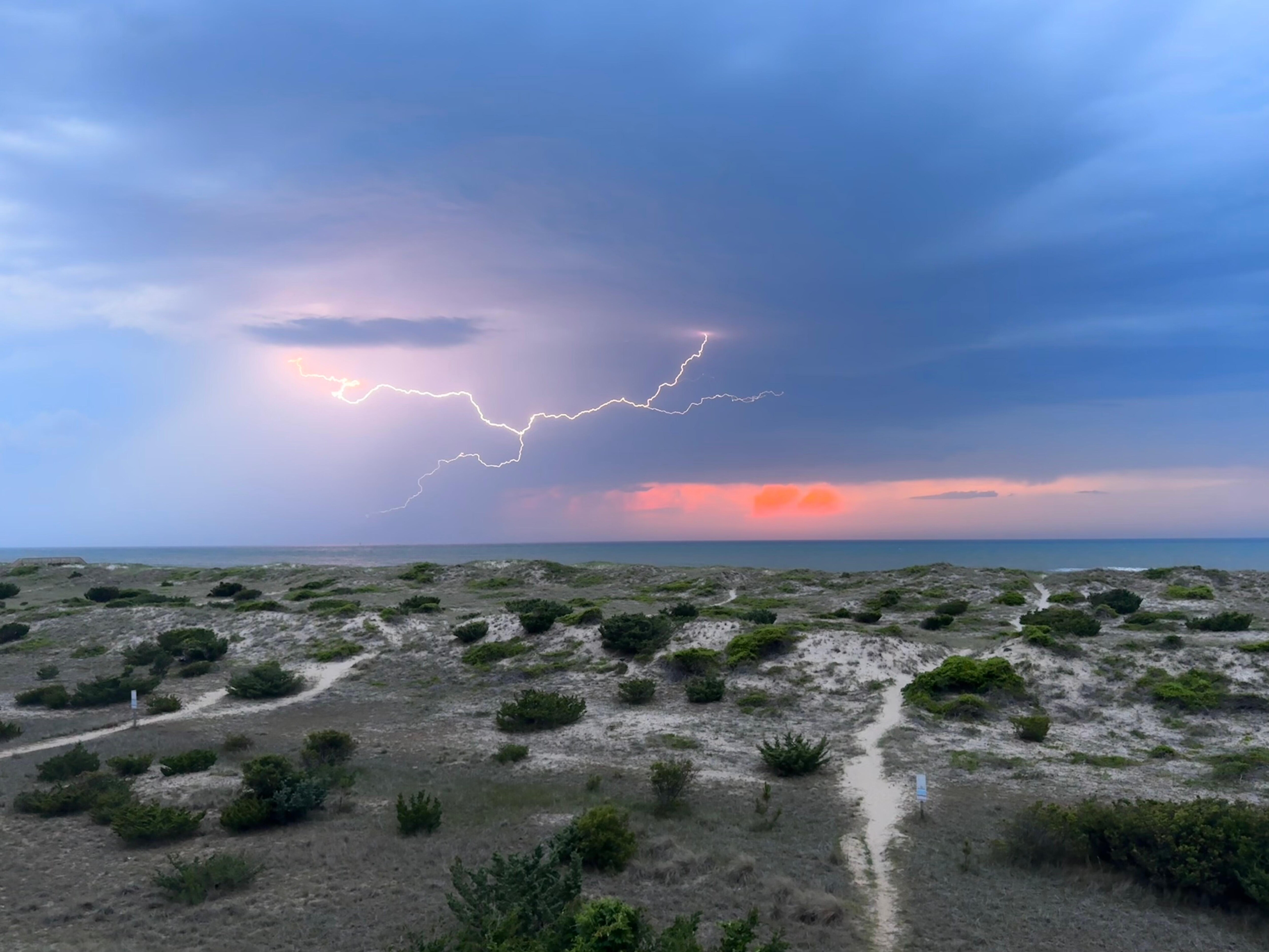 Caught an incredible thunderstorm out at sea. 