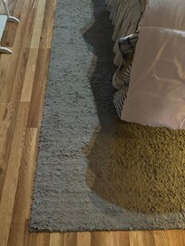 Very well worn rug in bedroom
